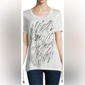 Haute Hippie oversized tee shirt animal print faux bois cream top women’s M $195